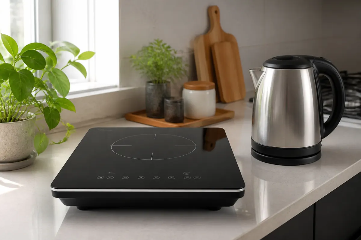 Induction cooktop and kettle setup