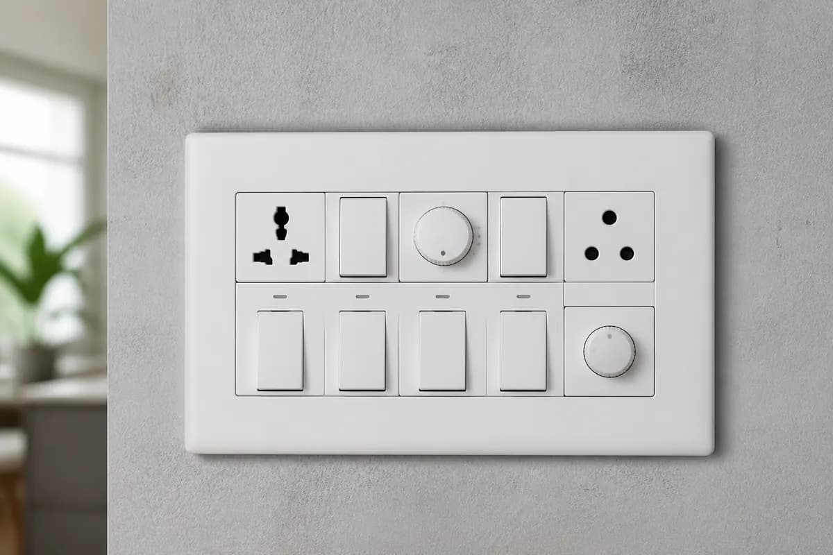 Premium modular switches on a modern home wall