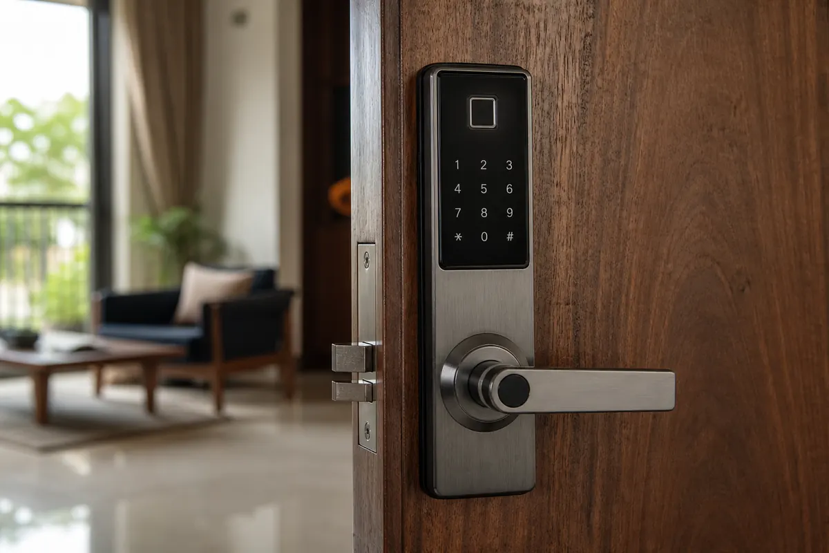 Modular electronic door lock on an apartment door