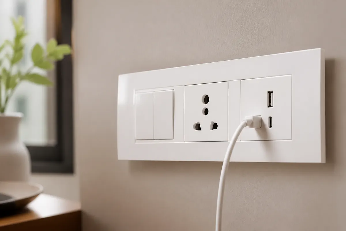 USB modular socket ready for charging