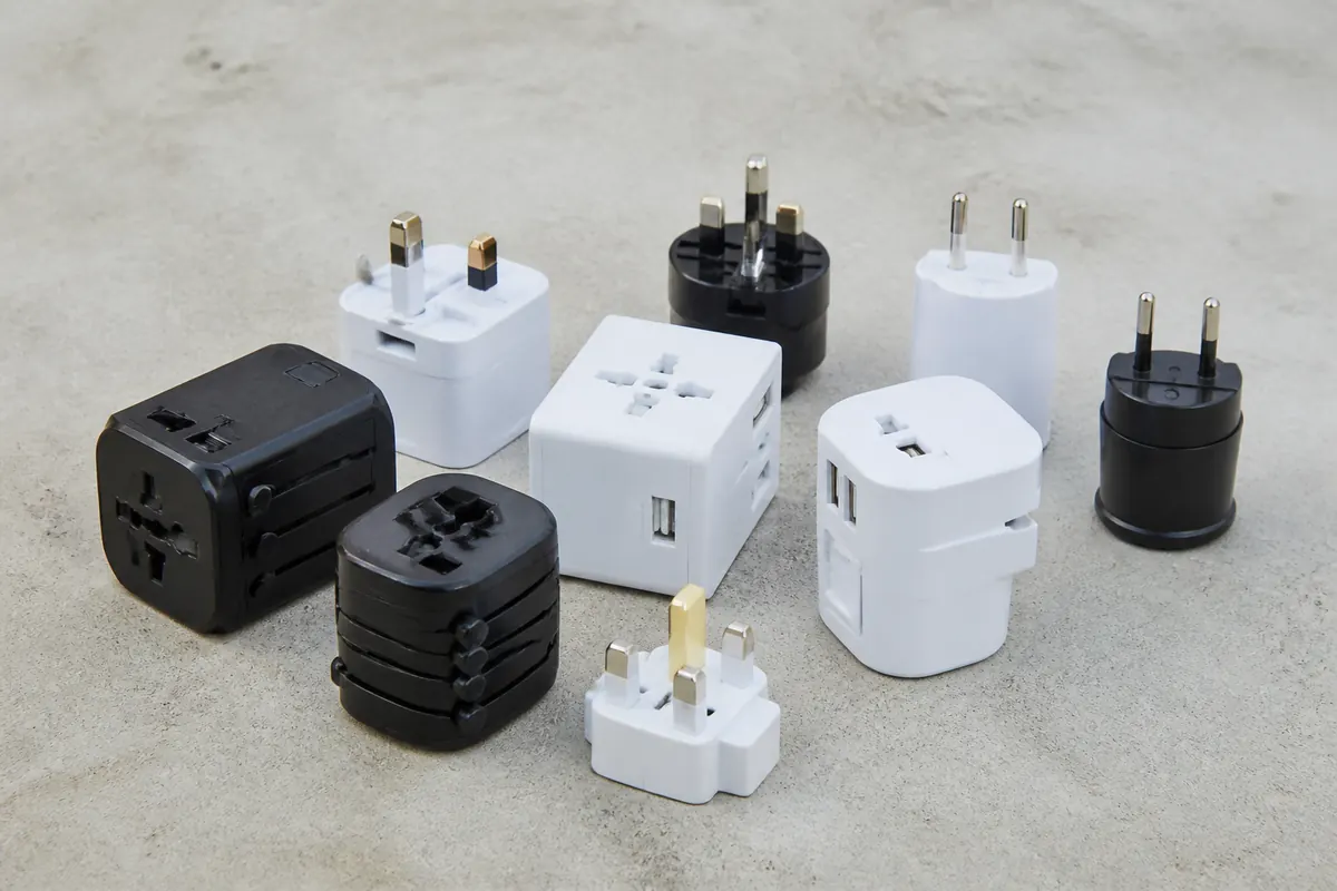 Socket adapters assortment on a work surface
