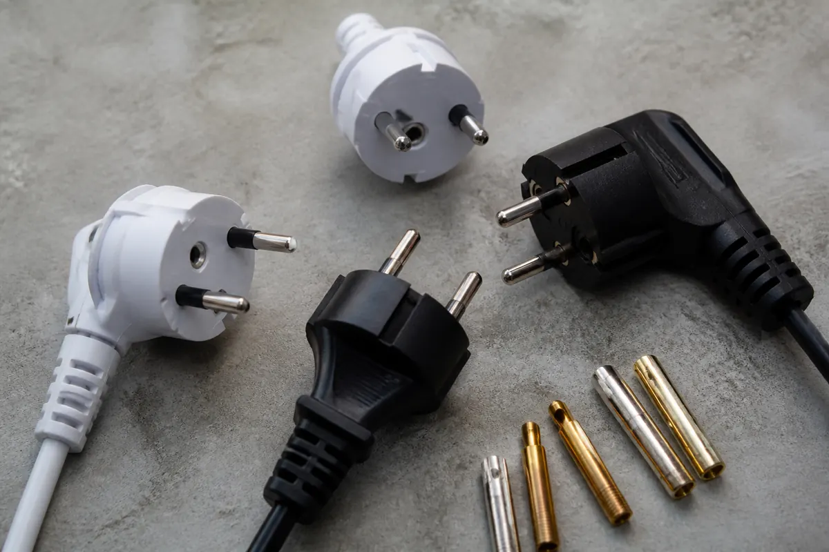 Electrical plugs arranged for product photography