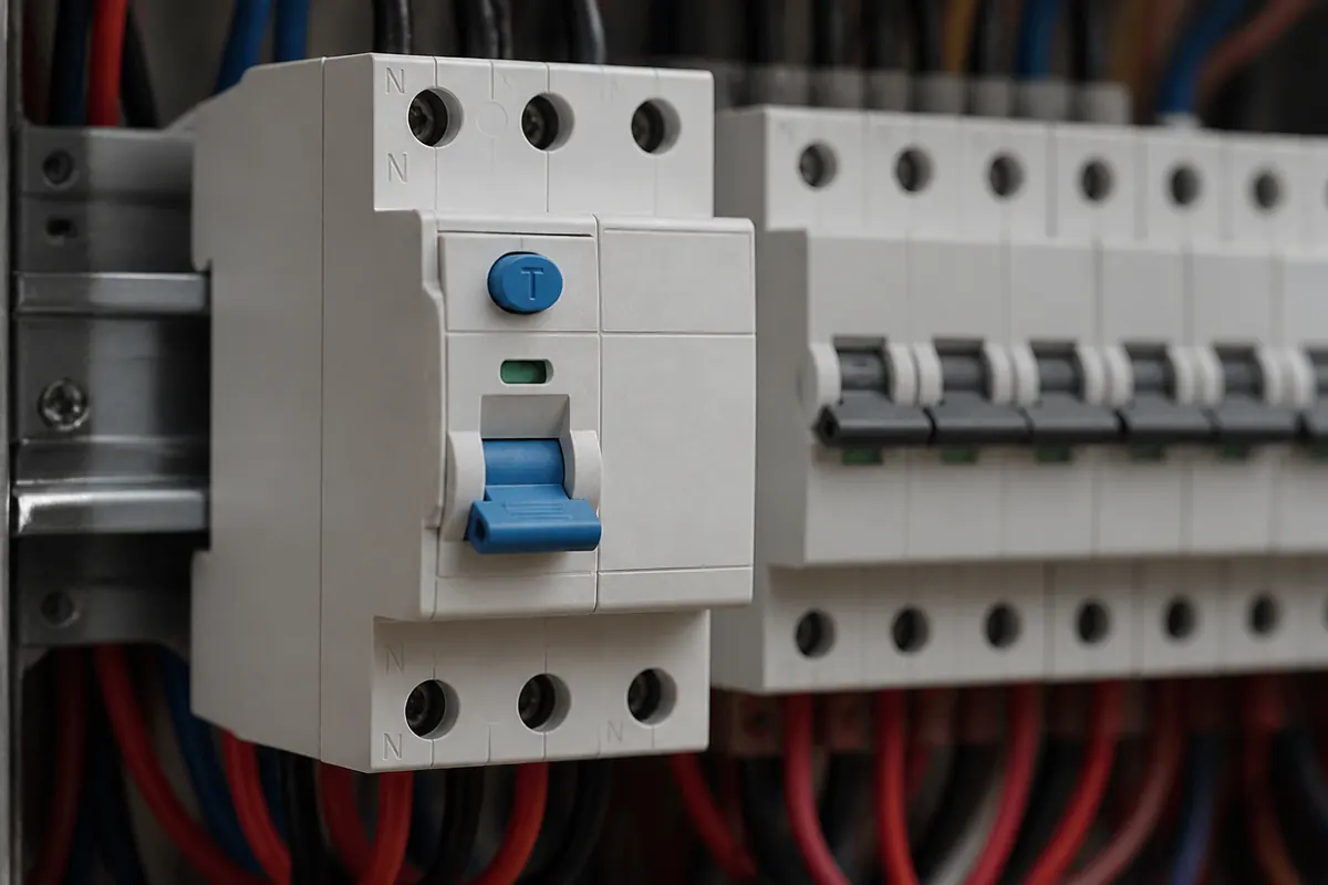 ELCB earth leakage circuit breaker on an electrical panel