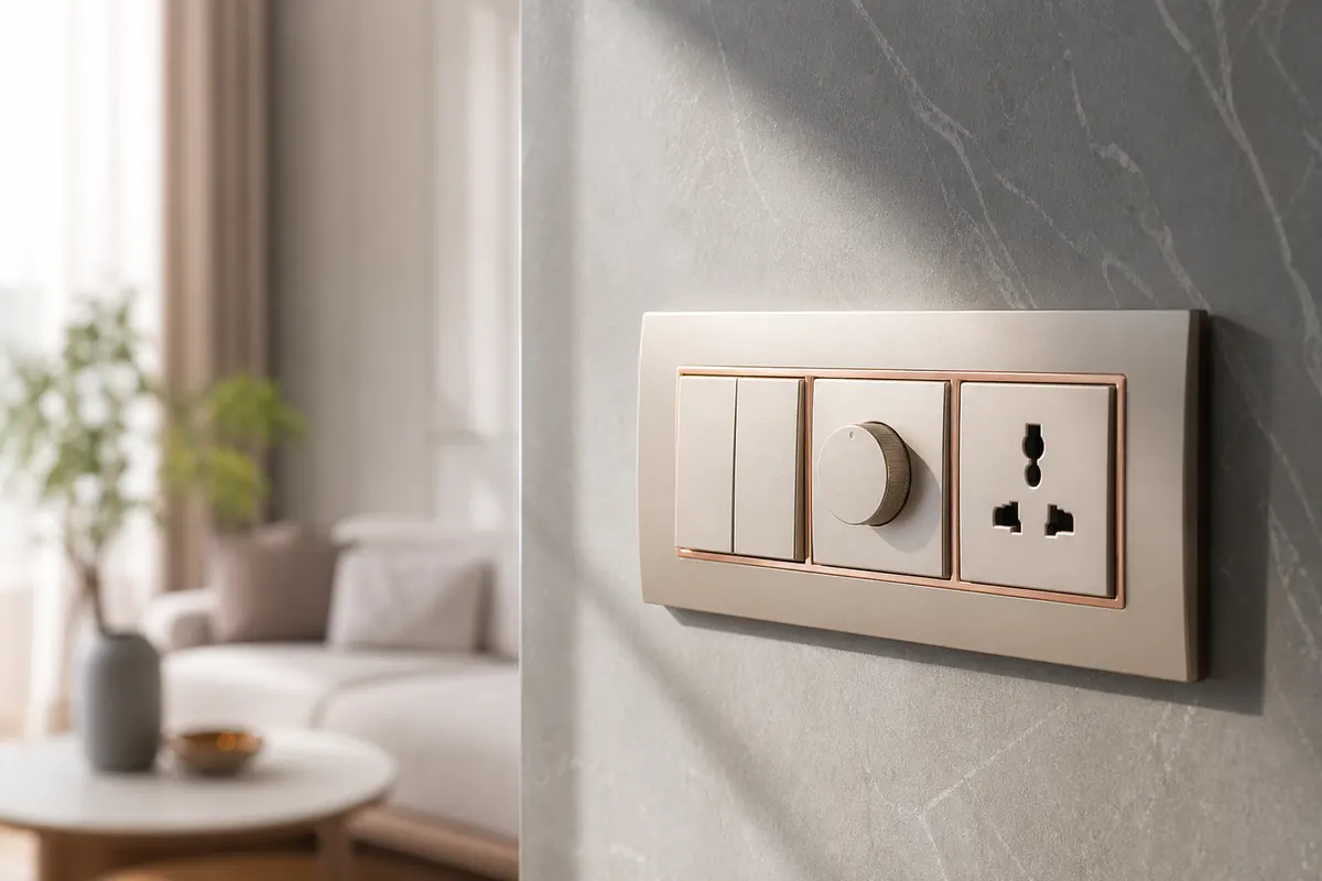 Modern modular switch plate on an interior wall